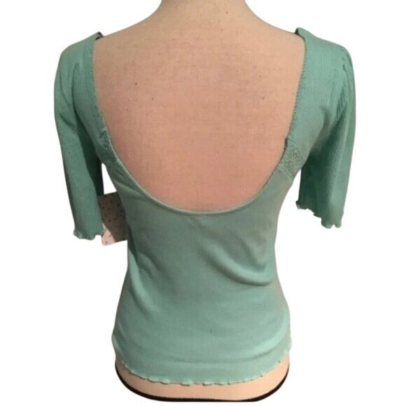 Free People Margaux Pastel Blue Ribbed Top - Picture 6 of 9